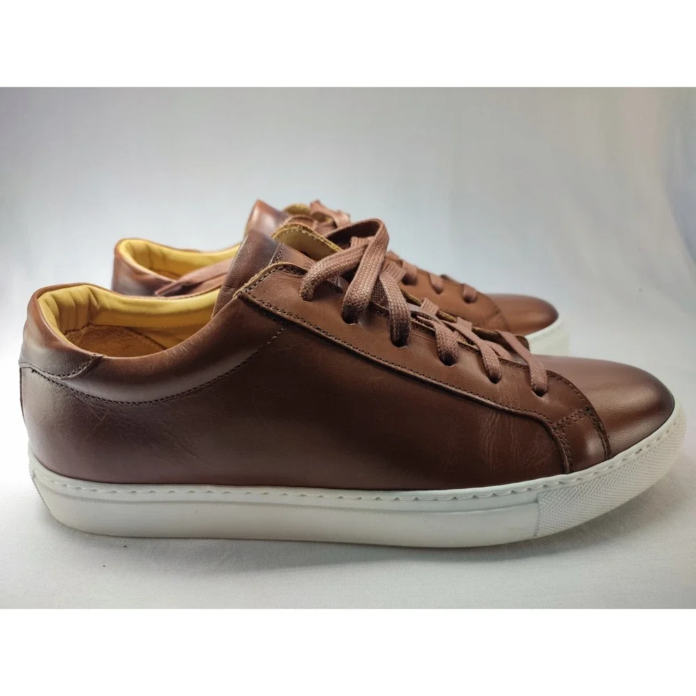 To Boot New York Brendan Cognac Brown Leather Low Top Sneaker Mens US 8